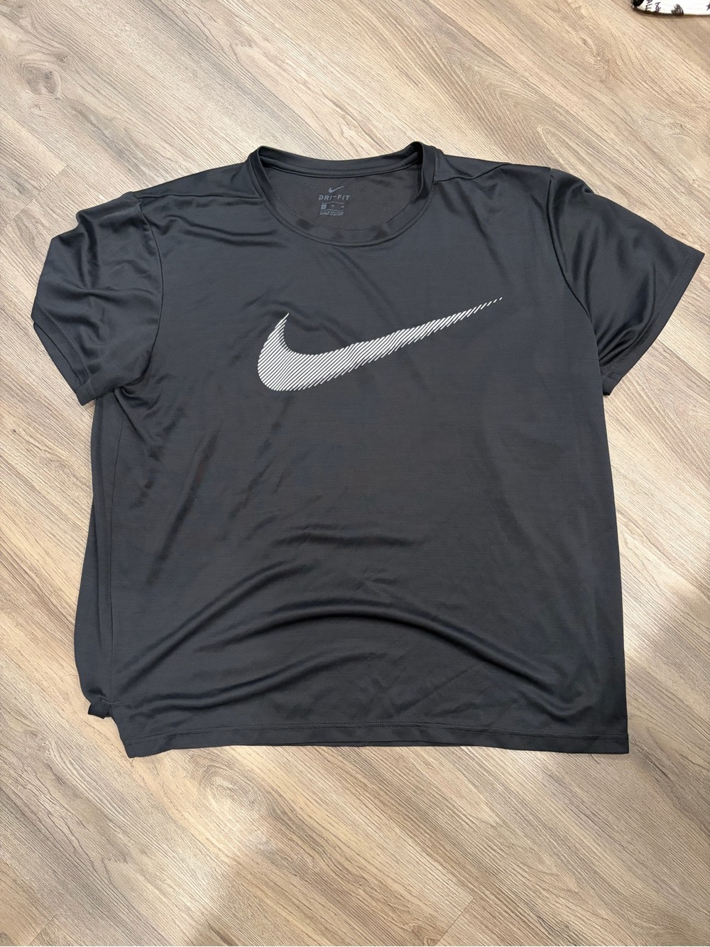 Nike Black Short Sleeve Dri-FIT Tee with White Swoosh